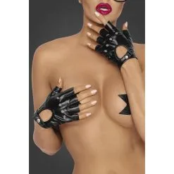 Noir Handmade Mitaines En Wetlook -Lingerie Soldes mitaines wetlook 3