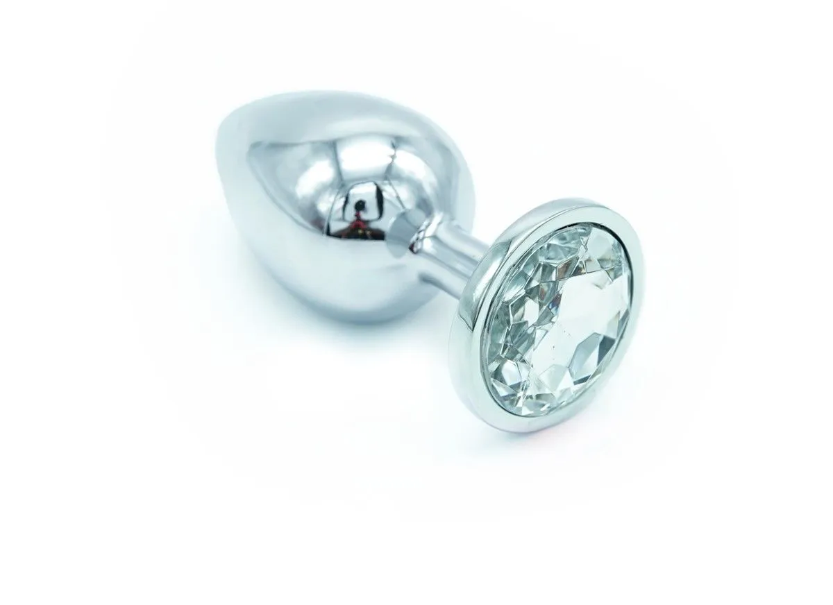 Plug Anal En Aluminium Avec Cristal Blanc - Taille S 3 Plug Anal En Aluminium Avec Cristal Blanc - Taille S
