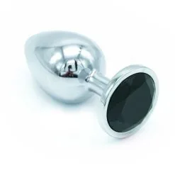 Plug Anal En Aluminium Avec Cristal Noir - Taille S