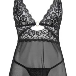 Nuisette En Dentelle Et Transparence -Lingerie Soldes nuisette transparente cotelli 2