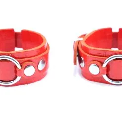 Dollhouse Menottes En Cuir Effet Croco - Rouge