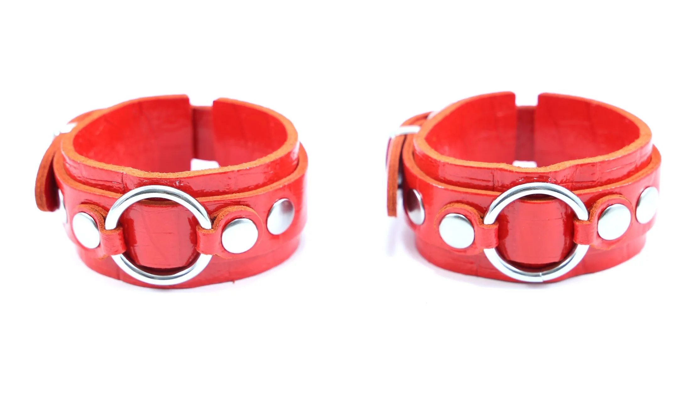 Dollhouse Menottes En Cuir Effet Croco - Rouge 3 Dollhouse Menottes En Cuir Effet Croco - Rouge