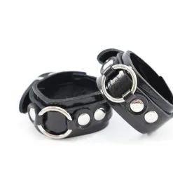 Dollhouse Menottes En Cuir Effet Croco - Noir