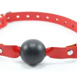 Dollhouse Gag-ball En Cuir Effet Croco Et Latex - Rouge