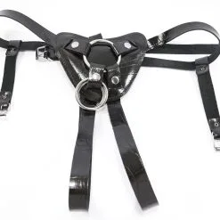 Dollhouse Harnais Pour Gode-ceinture Avec Plastron Amovible - Cuir Croco Noir