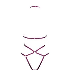 E.L.F. Zhou London Playsuit En Lanières Satinées Shibari - Bordeaux