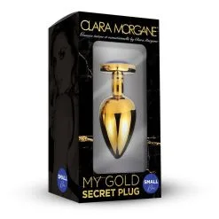 Plug Anal En Aluminium Doré Avec Cristal Bleu - Taille S -Lingerie Soldes plug aluminium dore cristal bleu small 1