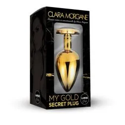 Plug Anal En Aluminium Doré Avec Cristal Noir - Taille L