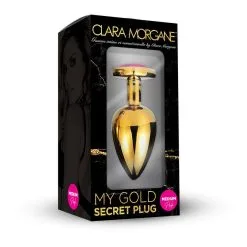 Plug Anal En Aluminium Doré Avec Cristal Rose - Taille M