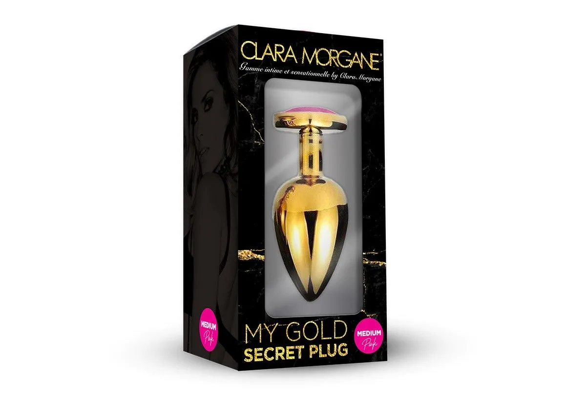 Plug Anal En Aluminium Doré Avec Cristal Rose - Taille M 3 Plug Anal En Aluminium Doré Avec Cristal Rose - Taille M