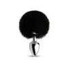 Plug Anal Avec Pompom En Fourrure Synthétique Noire -Lingerie Soldes plug anal pompom noir 1