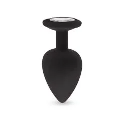 Plug Anal En Silicone Avec Butée Cristal - Taille L - Noir -Lingerie Soldes plug anal silicone noir l 3