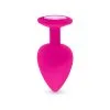 Plug Anal En Silicone Avec Butée Cristal - Taille L - Rose -Lingerie Soldes plug anal silicone rose l 1