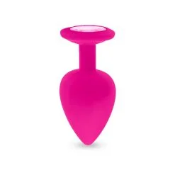 Plug Anal En Silicone Avec Butée Cristal - Taille M - Rose