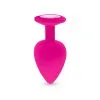 Plug Anal En Silicone Avec Butée Cristal - Taille S - Rose -Lingerie Soldes plug anal silicone rose s 1