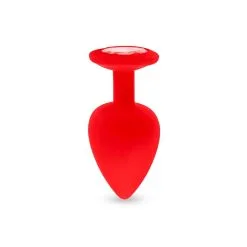 Plug Anal En Silicone Avec Butée Cristal - Taille M - Rouge
