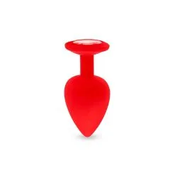 Plug Anal En Silicone Avec Butée Cristal - Taille S - Rouge