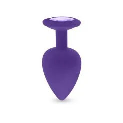 Plug Anal En Silicone Avec Butée Cristal - Taille L - Violet