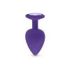 Plug Anal En Silicone Avec Butée Cristal - Taille M - Violet -Lingerie Soldes plug anal silicone violet m 1