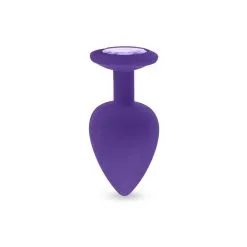 Plug Anal En Silicone Avec Butée Cristal - Taille M - Violet