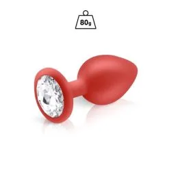 Plug Anal Rouge Diamant En Silicone - L - 80 G 5 Plug Anal Rouge Diamant En Silicone - L - 80 G -Lingerie Soldes plug rouge 80g strass 2