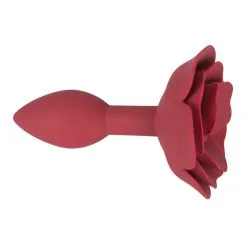Plug En Silicone Avec Butée En Rose Rouge -Lingerie Soldes plug silicone fleur rose 3