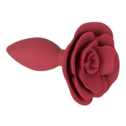 Plug En Silicone Avec Butée En Rose Rouge -Lingerie Soldes plug silicone fleur rose 4