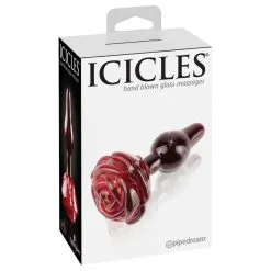 Plug En Verre Rose Rouge - Icicles N°76 -Lingerie Soldes plug verre icicle rose rouge 3