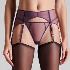 Maison Close Porte-jarretelles En Tulle - L'Amoureuse - Orchidée Violette -Lingerie Soldes porte jarretelles orchidee l amoureuse 3 1