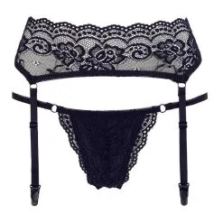 Porte-jarretelles En Dentelle Noire Avec Son String 8 Porte-jarretelles En Dentelle Noire Avec Son String -Lingerie Soldes porte jarretelles string dentelle noire 3