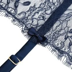 Maison Close Porte-jarretelles - Villa Satine - Bleu Marine -Lingerie Soldes porte jarretelles villa satine 6