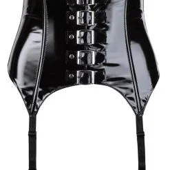 Porte-jarretelles En Vinyle Avec Boucles -Lingerie Soldes porte jarretelles vinyle boucles face