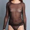 Dollhouse T-shirt Manches Longues En Résille -Lingerie Soldes resille manches longues