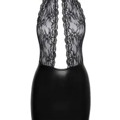 Noir Handmade Robe Courte En Wetlook Avec Décolleté Drapé En Dentelle 8 Noir Handmade Robe Courte En Wetlook Avec Décolleté Drapé En Dentelle -Lingerie Soldes robe courte dentelle wetlook decollete ouvert f279 3