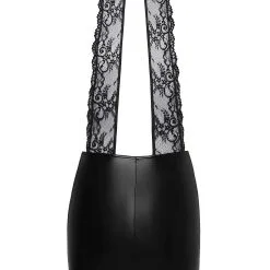 Noir Handmade Robe Courte En Wetlook Avec Décolleté Drapé En Dentelle 9 Noir Handmade Robe Courte En Wetlook Avec Décolleté Drapé En Dentelle -Lingerie Soldes robe courte dentelle wetlook decollete ouvert f279 4