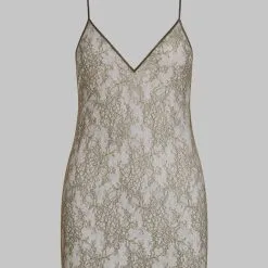 Maison Close Robe Courte En Dentelle - Rendez-vous Kaki -Lingerie Soldes robe courte rendez vous kaki 4 1