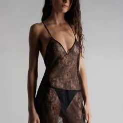 Maison Close Robe Courte En Dentelle - Rendez-vous Noir -Lingerie Soldes robe courte rendez vous noir 1