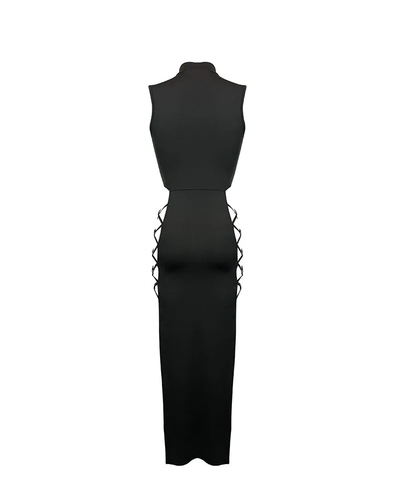 E.L.F. Zhou London Robe Longue Ajourée Sur Les Hanches - Obsidian 7 E.L.F. Zhou London Robe Longue Ajourée Sur Les Hanches - Obsidian – Image 5