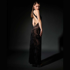 Patrice Catanzaro Robe Longue Dos Nu En Résille - Cygne -Lingerie Soldes robe longue dos nu cygne 3