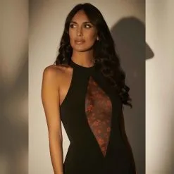 Patrice Catanzaro Robe En Lycra Et Résille Transparente Fleurie - Yumi -Lingerie Soldes robe lycra resille fleurie yumi 5