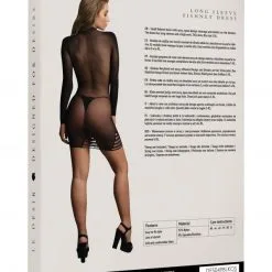 Le Désir Robe Manches Longues En Résille Avec Décolleté Ajouré - Marie -Lingerie Soldes robe manches longue resille ajouree 2