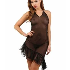 Robe Asymétrique En Résille Transparente Et Tulle