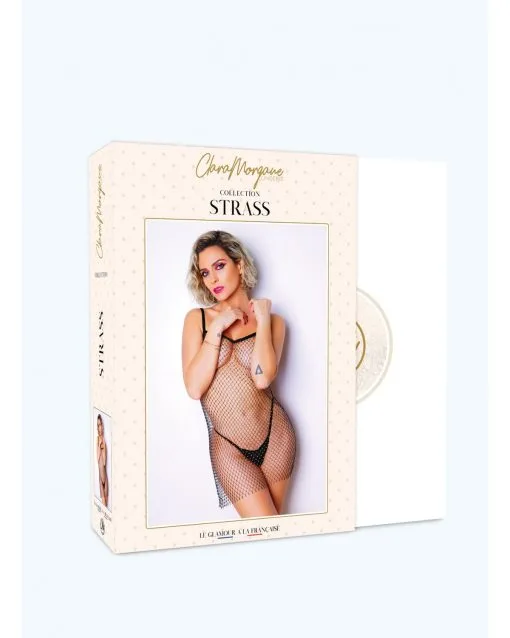 Robe à Bretelles Fines En Maille Avec Strass Blancs -Lingerie Soldes robe strass clara morgane 1