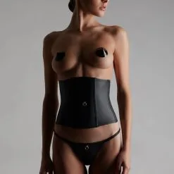 Maison Close Serre-taille Avec Bretelles Et Porte-jarretelles - Chambre Noire Or -Lingerie Soldes serre taille chambre noire or 4