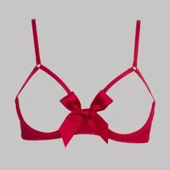 Maison Close Soutien-gorge Seins Nus - Le Petit Secret - Rouge -Lingerie Soldes sg seins nus noeud rouge ps 4
