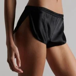 Maison Close Short En Soie - Rendez-vous Noir -Lingerie Soldes short rendez vous noir 1