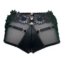 Impudique Shorty En Résille Et Similicuir - Pepper -Lingerie Soldes shorty resille similicuir pepper 2