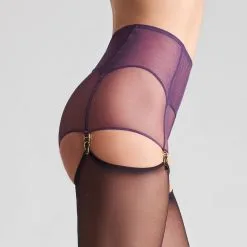 Maison Close Shorty Zippé Porte-jarretelles - L'Amoureuse - Orchidée Violette -Lingerie Soldes shorty zippe pj l amoureuse orchidee violette 3