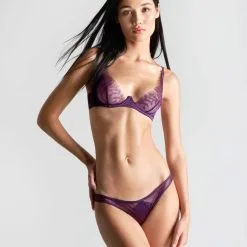Maison Close Soutien-gorge Balconnet - Villa Satine - Violet -Lingerie Soldes soutien gorge corbeille villa satine violet 6