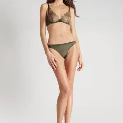 Maison Close Soutien-gorge Foulard En Dentelle Et Soie - Rendez-vous Kaki -Lingerie Soldes soutien gorge foulard rdv kaki 2